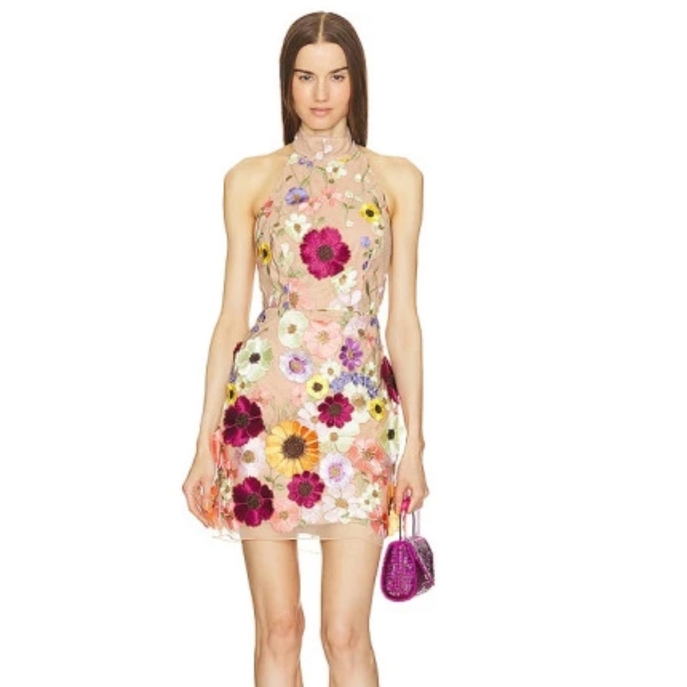 MILLY Hariet 3D Embroidered Floral Dress Size 10